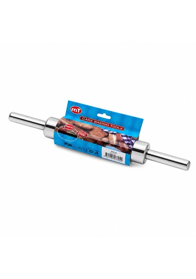 Çelik Metal Merdane - Hamur Rulosu 40cm Beyaz - Çok Renkli