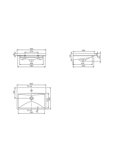 Turkuaz Seramik Cerastyle Elite 60 x 45 CM Etajerli Lavabo