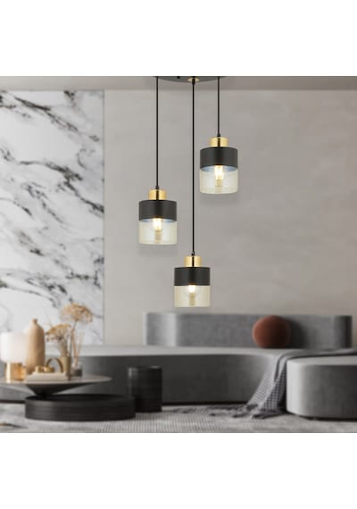 Boris 3Lü Yuvarlak Siyah Gold  Sarkıt Modern Genç Odası Mutfak Retro Salon Avize