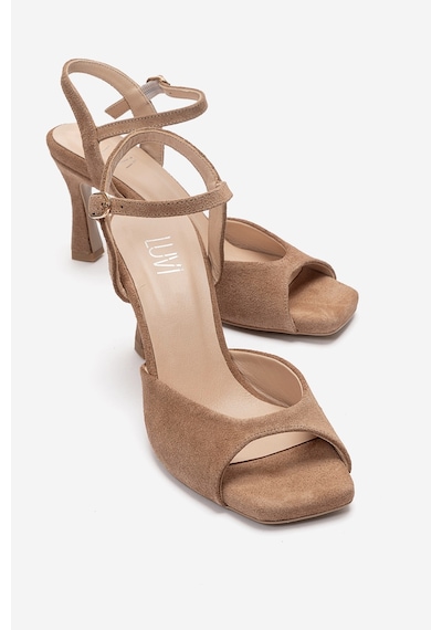 Luvishoes Elvıa Toprak Süet Hakiki Deri Kadın Topuklu Ayakkabı Kahve