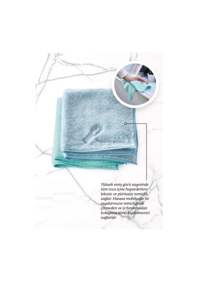 Mikrofiber Toz Bezi 2'li Temizlik Bezi Mavi-mint Diğer