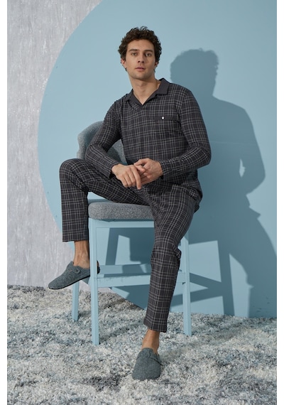 Sevim Erkek Uzun Kol Füme Pijama Takımı C9t4n4o7 001