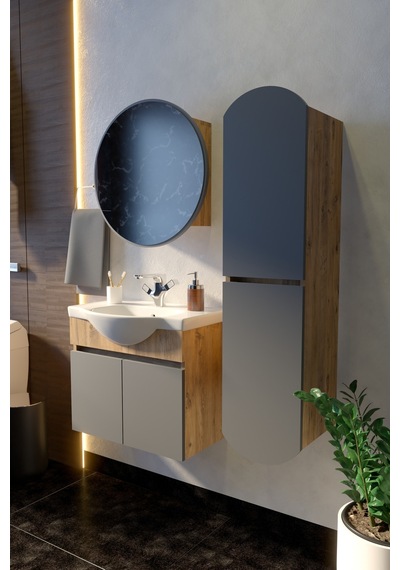 Erciyes 65 Cm Mdf Banyo Dolabı Seramik Lavabolu Oval Aynalı Havlu Dolaplı Modern Banyo Dolabı Atlantik-atrasit Gri Erciyes 65 Cm Mdf Banyo Dolabı Seramik Lavabolu Oval Aynalı Havlu Dolaplı Modern Banyo Dolabı Atlantik-atrasit Gri