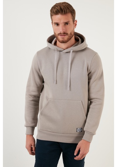 Buratti Regular Fit Kapüşonlu Kanguru Cepli Içi Tüylü Yumuşak Şardonlu Erkek Sweat 5905281 Kül