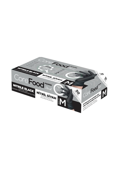 Nitril Siyah Power Muayene Eldiveni M - 5 Paket 50 Li