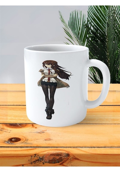 Steins Gate Baskılı Kupa Bardak Kurisu Makise Ayakta Çok Renkli