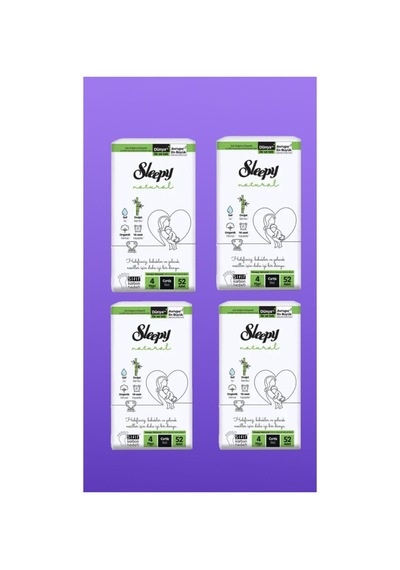Sleepy 2'li Jumbo Natural Mega Paket Bebek Bezi 4 Numara Maxi 204 Adet 4