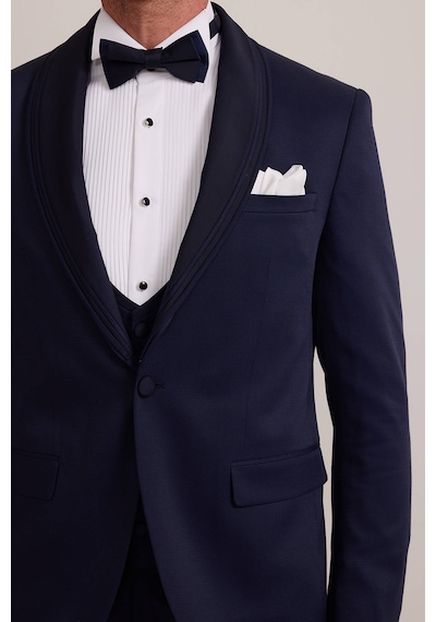 Ysf Erkek Lacivert Slim Fit Şal Yaka Yelekli Damatlık