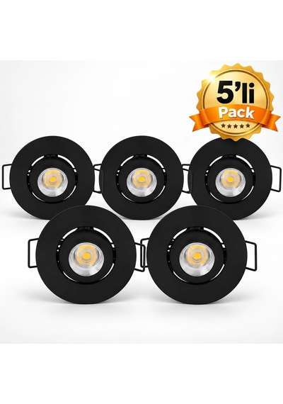 Horoz Fıona Power Led 1w Siyah 6400k 5''li Pack Çok Renkli