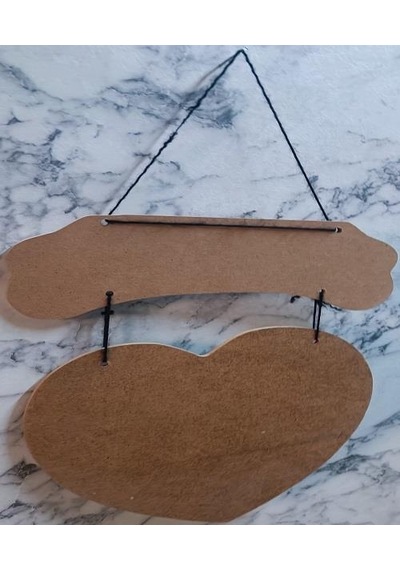Hobi Adn Dekoratif Kapı Süsü Kalpli Model Ahşap Mdf Ham Cnc Kesim El Yapım Ahşap