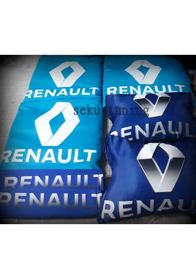 Reno Turkuaz Mavi Oto Boyun Yastığı, Servis Kılıfı Kemer Konf Set