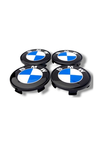 70 Mm Bmw Logolu Siyah Jant Göbeği Kapağı 5 Ayaklı Geçmeli Jant Kapağı Seti 4 Adet