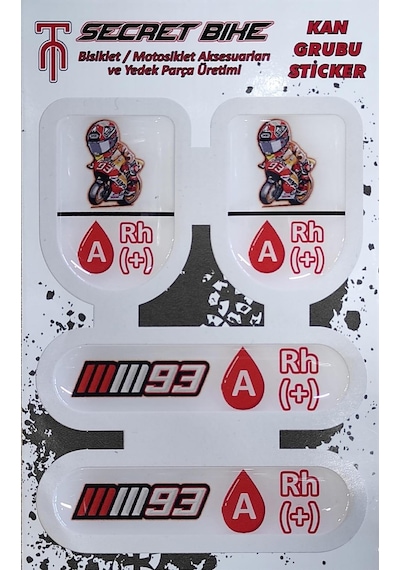 Secret Bike Kırmızı Motosiklet Ve Kask Kan Grubu Sticker A Rh + Pozitif Kırmızı