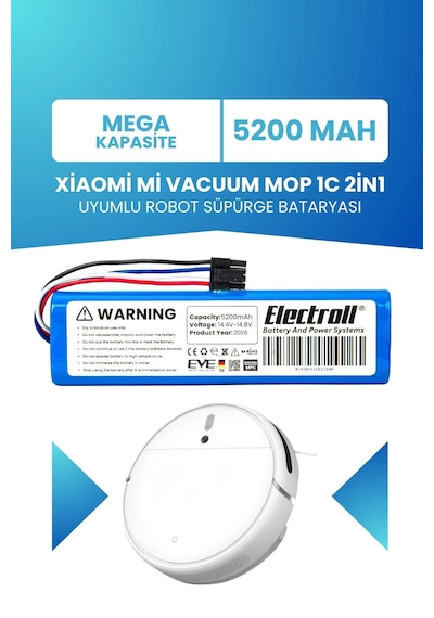 Xiaomi Mi Vacuum Mop 1c 2in1 Uyumlu Batarya Mega Kapasite 5200mah Robot Süpürge Pil Stytj01zhm