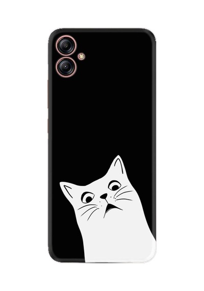 Samsung Samsung Galaxy Uyumlu A04e Kılıf Resimli Desenli Silikon Platinium Series Şaşkın Kedi 1900