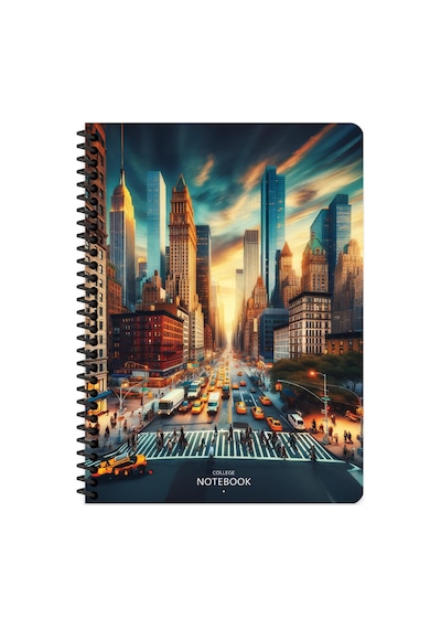 Keskin 16,5 X 22,5 Çizgili Pp Kapak City Spiralli Defter - New York Çok Renkli