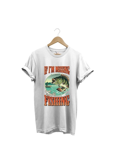 Balıkçı Fishing Vintage Poster Baskılı Regular Fit %100 Pamuk Beyaz T-shirt Beyaz