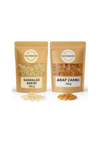 Sultanbahçe Sandaloz Sakızı 100 Gr + Akasya Gamı Arap Zamkı 100 Gr Doğal Reçine Seti
