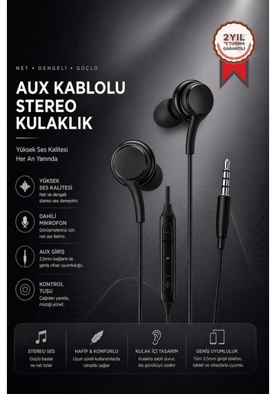 Premium Ses Ekipmanı Cihaz Aksesuarı İletişim Parçası Kablolu Kulaklık S10 Siyah