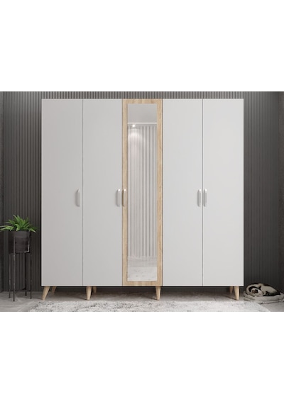 Açelya Portmanto Vestiyer Meşe Beyaz - Montaj Dahil 225cm M12