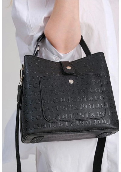 Just Polo Kadın Gofraj Baskılı Omuz Ve El Çantası Siyah Camel 84101407