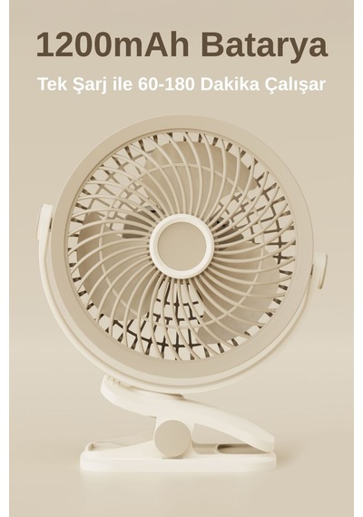 3 Kademe Usb Şarjlı Mandallı 360 Taşınabilir Fan Vantilatör Soğutucu Ys2545