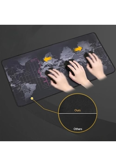 Mcstorey 90x40 Cm Mouse Pad, Dünya Haritası Desenli Büyük Mouse Pad, Kaymaz Kauçuk Tabanlı, Dikişli Kenarlı 3 Mm Klavye Ve Mouse Altlığı, Xxl Desk Mat, Ofis Ve Gaming Masa Pedi