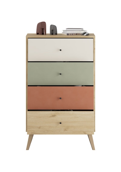 Adore Mobilya Terra  4 Çekmeceli Şifonyer-Florida Meşe/Karışık Renk 60 x 99 x 44 CM Meşe