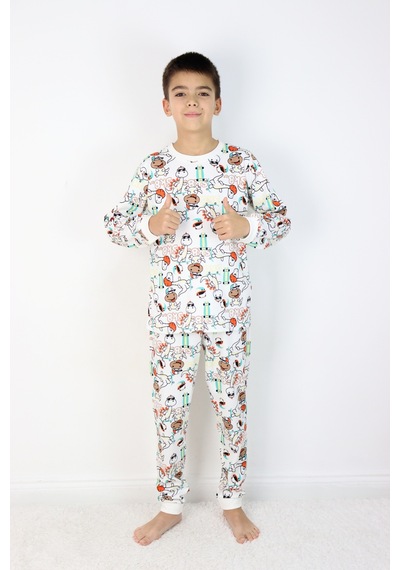Harika Kids Erkek Çocuk Baskılı İnterlok Kumaş Uzun Kollu Pijama Takımı Siyah