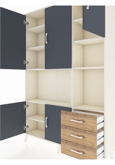 Arges Dolap 9 Raflı 3 Çekmeceli 5 Kapaklı 132x30x195 Aytaşı-antrasit/çam Antrasıt/atlas Çam Arges Dolap 9 Raflı 3 Çekmeceli 5 Kapaklı 132x30x195 Aytaşı-antrasit/çam Antrasıt/atlas Çam
