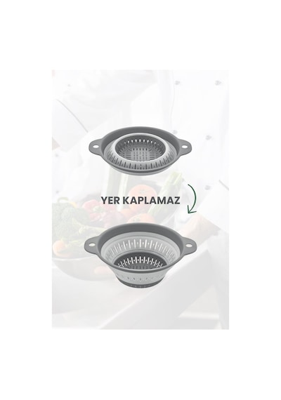 Katlanabilir Yuvarlak Süzgeç 1,8 Litre Gri