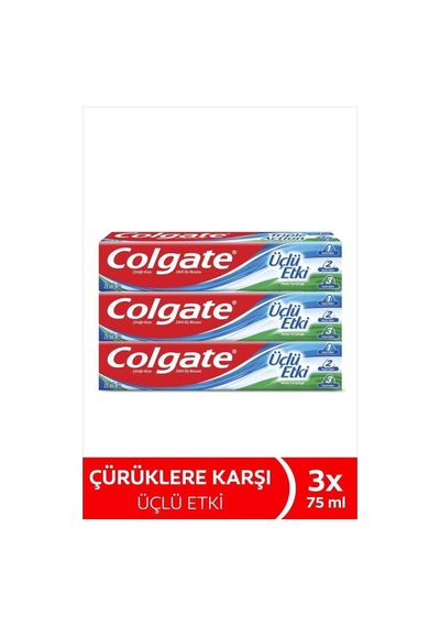 Colgate Üçlü Etki 75 Ml Diş Macunu X3 Ferah Nefes İçin Güçlü Dişler Ve Beyaz Dişler Sağlar