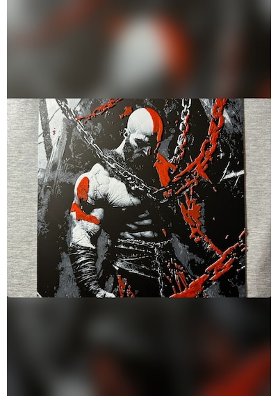 Zeroxo Kratos Duvar Panosu Zincirli Savaşçı Figürü 20x20 Cm Dekoratif Sanat Tablosu Çok Renkli