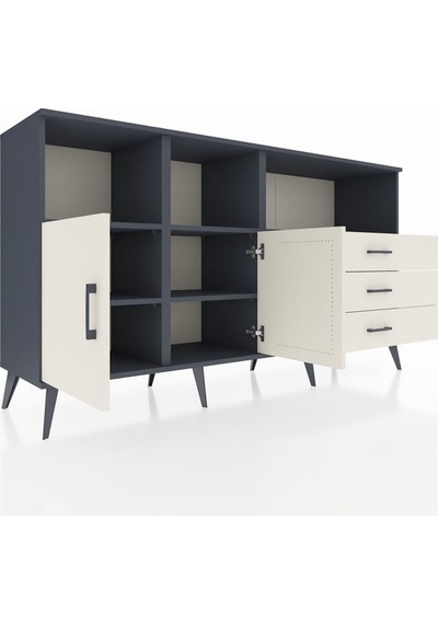 Hyperion Konsol 5 Raflı 3 Çekmeceli 2 Kapaklı 176x44x99 Antrasit- Antrasit-aytaşı Hyperion Konsol 5 Raflı 3 Çekmeceli 2 Kapaklı 176x44x99 Antrasit- Antrasit-aytaşı