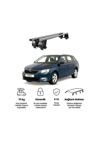 Royal Skoda Fabia Wagon 2015 Ve Sornası Uyumlu Gri Ara Atkı Port Bagaj Tavan Barı