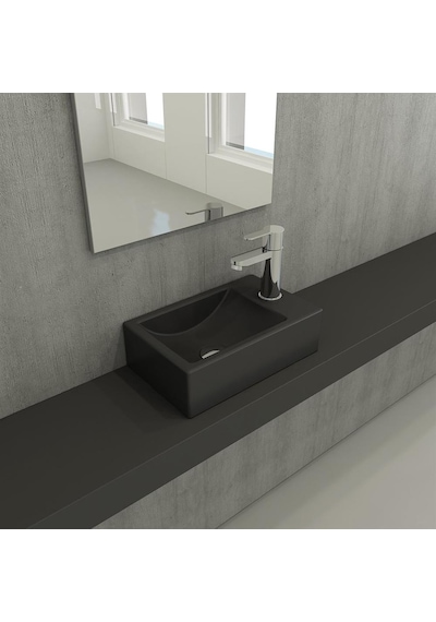 Bocchi Milano Dar Sağ Lavabo 37 CM Mat Antrasit 1419-020-0126