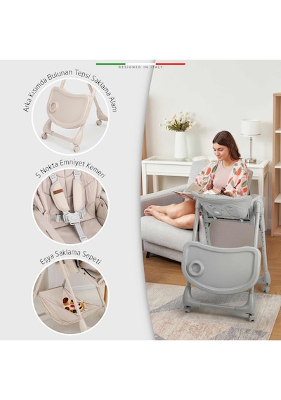 Elele Cibo 2in1 Katlanabilir Bebek Mama Sandalyesi Çift Pedli 0+ Ay Yeşil