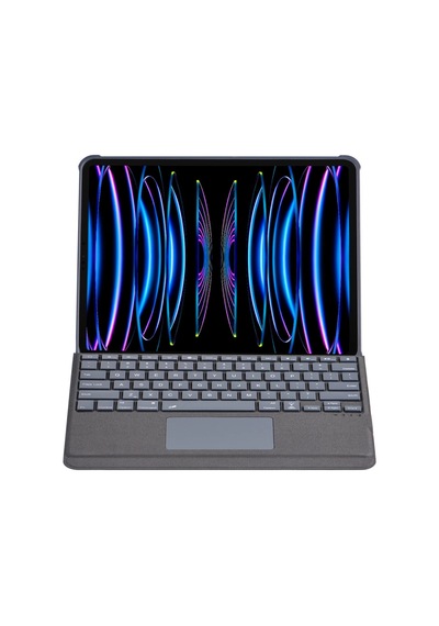 T5509d Apple Uyumlu iPad Pro 12.9 2022 Kılıf Palermo Ledli Klavyeli Standlı Tablet Kılıfı - Siyah Arka Kapak