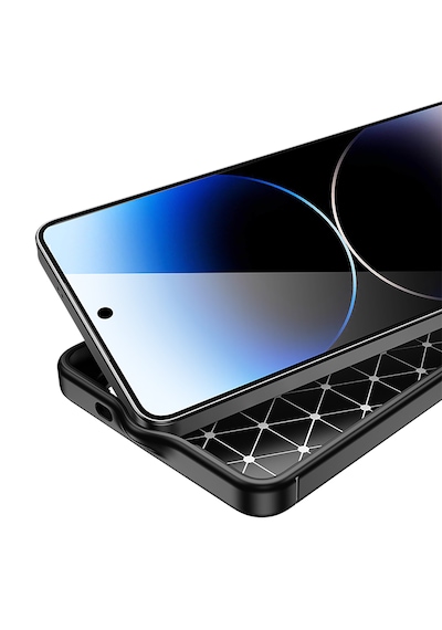 Samsung Uyumlu Galaxy S26 Ultra Kılıf Kamera Korumalı Darbe Emici Karbon Tasarım Silikon Kapak Siyah