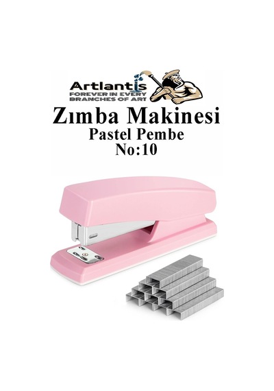 Açık Pembe Zımba Makinesi No:10 1 Adet Küçük Zımba Makinası Ve Teli 15 20 Sayfa Ofis Büro Okul Öğrenci Küçük Boy