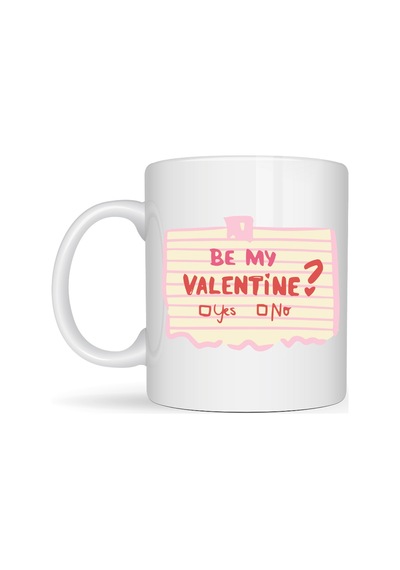 Be My Valentine Porselen Kupa Model 8 Sevgiliye Özel Romantik Tasarım Düz Renkli