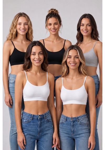 Pijamask Kadın 5 Li Paket İp Askılı Pamuklu Büstiyer Crop Top Pamuklu Esnek Crop Atlet Seti Renkli Pijamask Kadın 5 Li Paket İp Askılı Pamuklu Büstiyer Crop Top Pamuklu Esnek Crop Atlet Seti Renkli