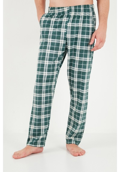 Buratti Ekoseli Pamuklu Bisiklet Yaka Uzun Kollu Pijama Takımı Erkek Pijama Takımı 6575003 Yeşil