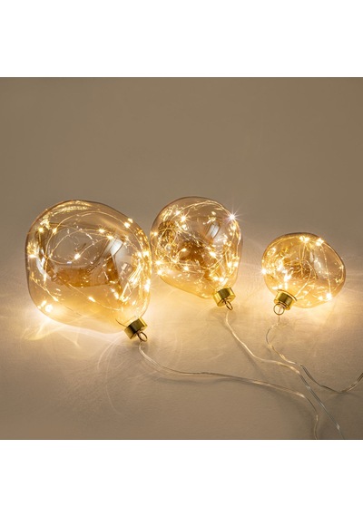 Zera 3'lü Led Işıklı Yılbaşı Topu Seti Amber