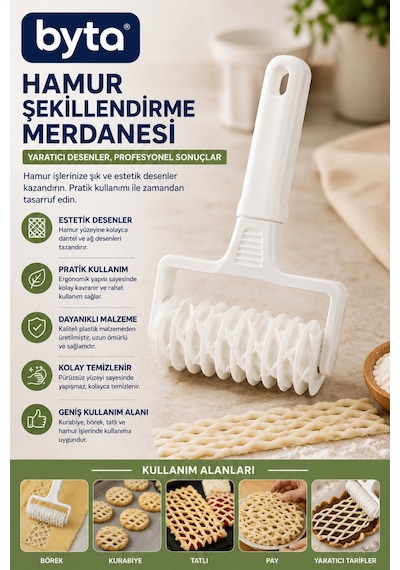 Hamur Şekillendirme Merdanesi Kafes Desenli Hamur Kesici Ve Şekillendirici Turta Tart Börek Tatlı Hamuru Rulosu Diğer