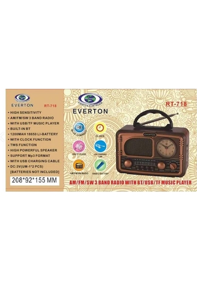 Lebron Rt-718 Nostaljik Tasarım Am/fm/sw 3 Bant Radyo & Bluetooth Hoparlör
