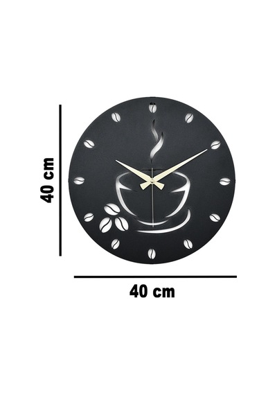 Coffe Model Metal Lazer Kesim Akar Sessiz Mekanizmalı Duvar Saati 40 40 Cm -m015 Siyah