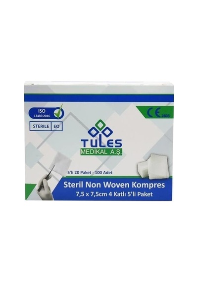 Tules - Steril Non Woven Kompress 7,5cm X 7,5cm 4 Kat 5li 20 Paket