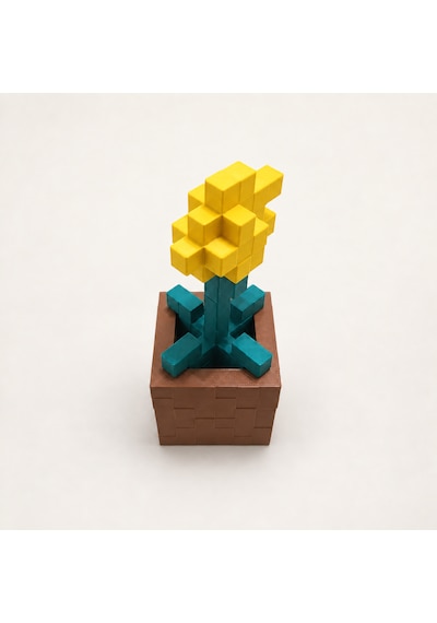 Piksel Gelincik Biblo - 3d Baskı, Minecraft Esintili Sarı
