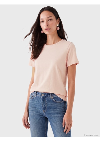 Lcw Everyday Pembe Bisiklet Yaka Dar Fit Kadın Tişört